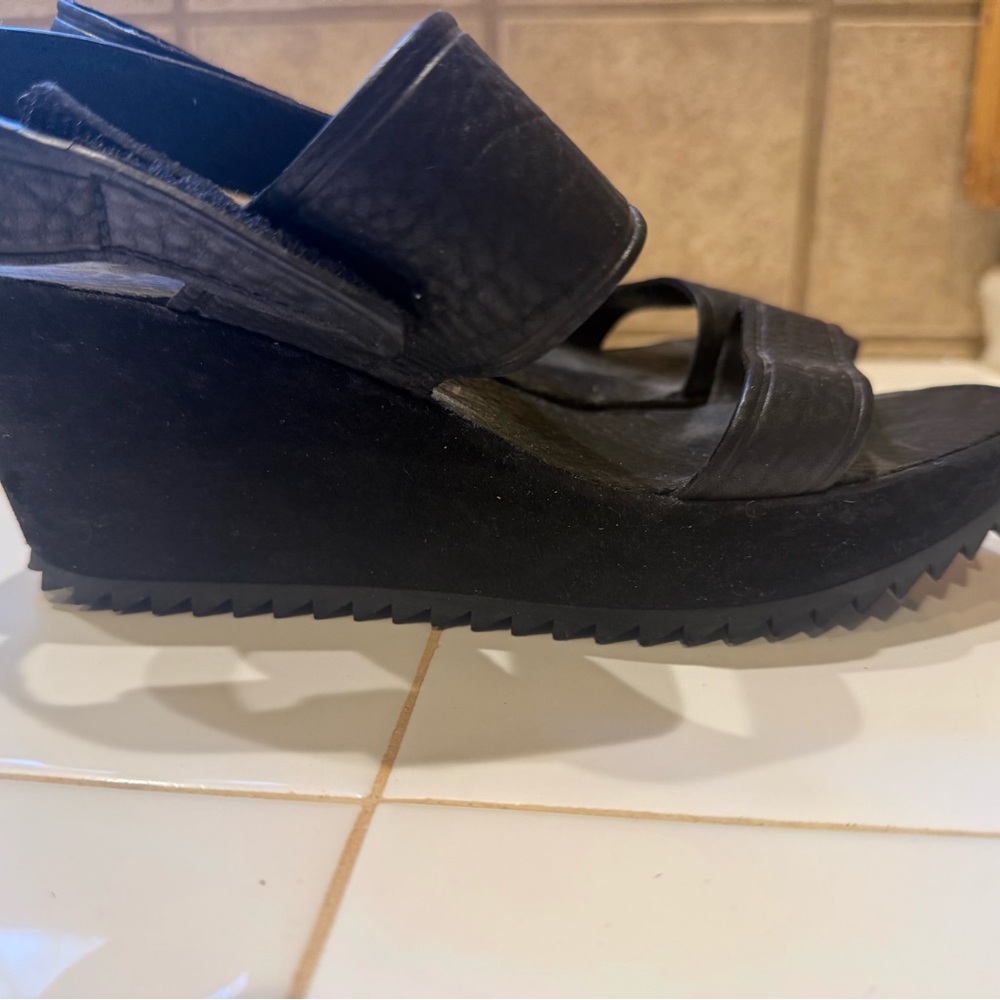 Pedro Garcia Black Leather Wedges